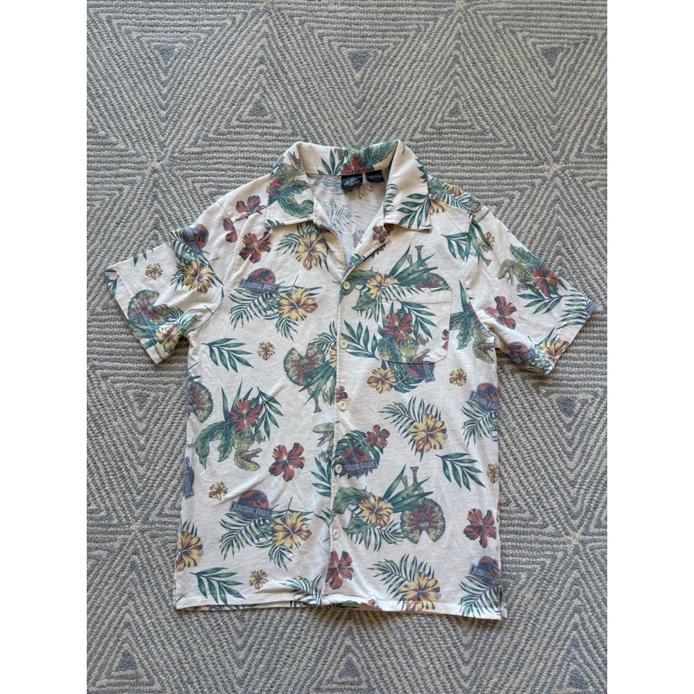 Jurassic Park Short Sleeve Button Shirt - Multicolor - Small